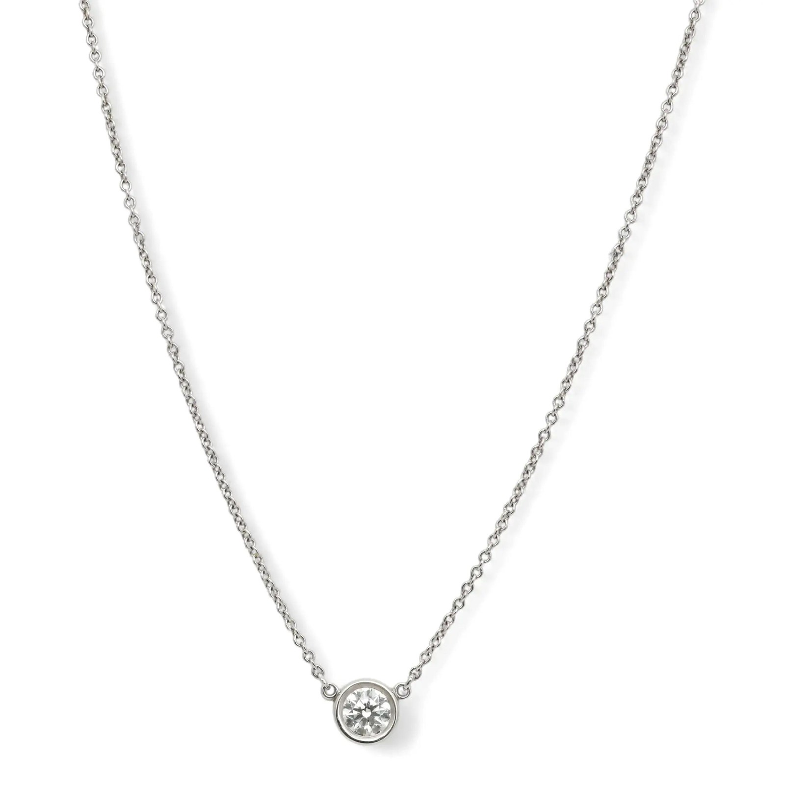 Tiffany & Co. Round Diamond 0.32Ctw Platinum Pendant Necklace