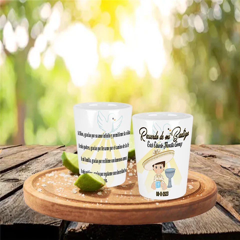 Recuerdos para Bautizo de niño set de 12 Shot tekilero ceramica de 2.5oz - Image 4 of 4