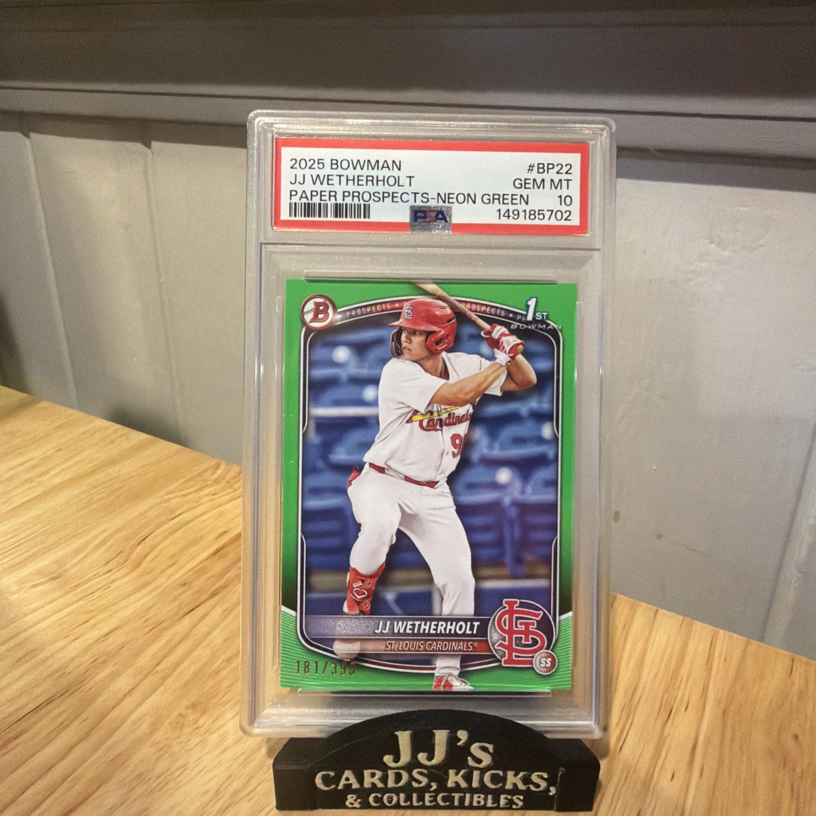 JJ Wetherholt 2025 Bowman, Paper Prospects Neon Green /399, #BP-22 (RC)