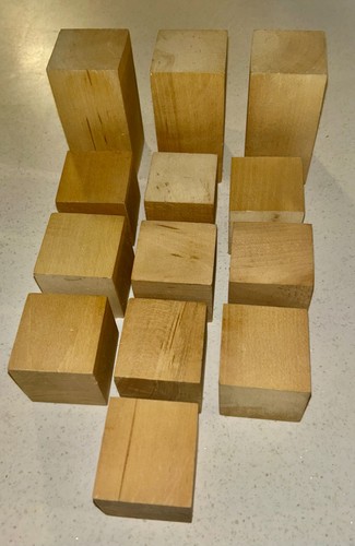 13pc Basswood Carving Blanks Lot - Kiln Dried Wood Blocks Perfect for Whittling