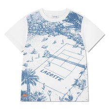 Lacoste Kinder T-Shirt Weiß   Tennisplatz Pr...
