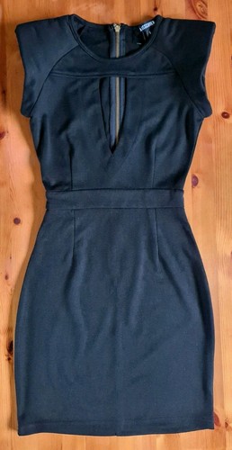 MISSGUIDED Ladies Padded Shoulder Keyhole Neck Bodycon. Black. New & Shop Soiled - Picture 17 of 23
