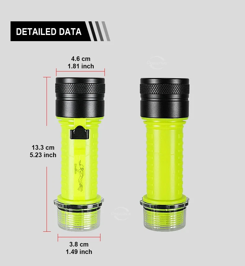 5000LM Scuba Diving Flashlight Rechargeable Diving Torch Underwater 100M Torch - Image 2 of 4