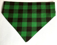 Over Collar Slide-On Pet Dog Cat Bandana ST. PATRICKS DAY GREEN PLAID  LARGE