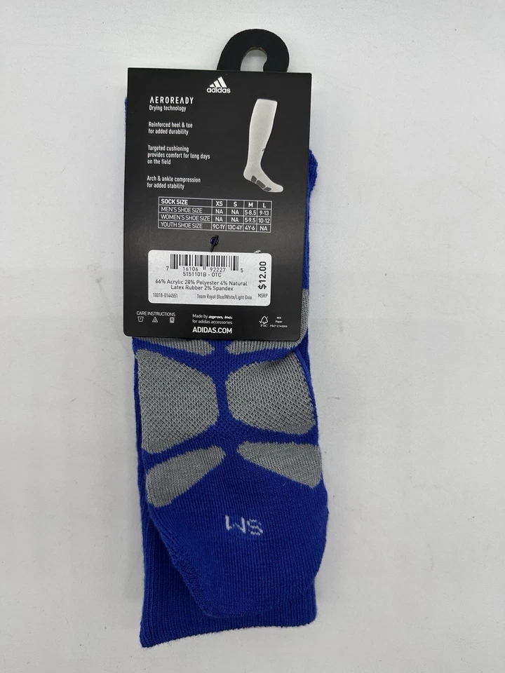 NEW ONE PAIR YOUTH ADIDAS BASEBALL SOCKS OVER THE CALF COMPRESSION BLUE SMALL - Image 3 of 3