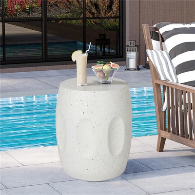 Modern Outdoor Patio Side Table Terrazzo End Table Garden Furniture Home Decor - Image 1 of 4