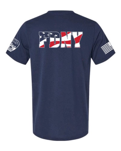 3XL - FDNY Flag Letters - Job Style Variant - Tee Shirt - Red White & Blue