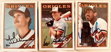 Ken Gerhart Mark Williamson Mike Young autograph signed Orioles 1988 Topps cards