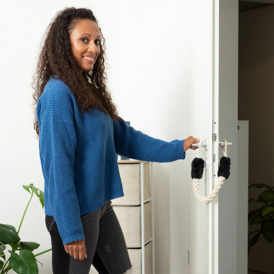 Türkordel klemmschutz Türstopper Türstopperseil 60 cm beige/schwarz Türsicherung - Bild 3 von 4