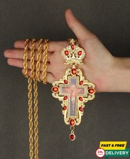 Orthodox Pectoral Cross Crucifix Bishop Priest Pendant Christian Necklace Gift