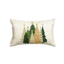 Christmas Trees Star Throw Pillow Cover, 12 x 20 20" x 12" Pack of 1 White