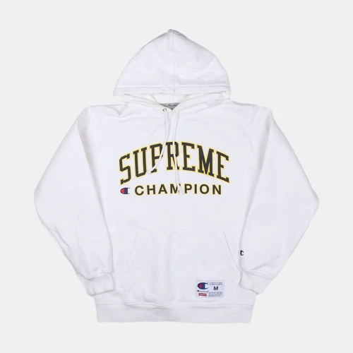 Felpa con cappuccio Supreme x Champion taglia M donna bianca cotone