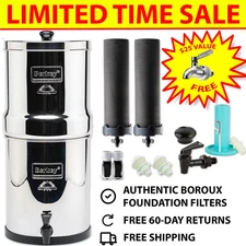 Berkey Water Filter System with Premium Boroux Foundation Black Filters