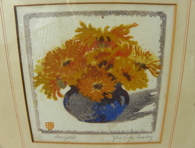 Ilse Koch-Amberg 1869-1934 Arts Crafts look floral woodblock print German artist