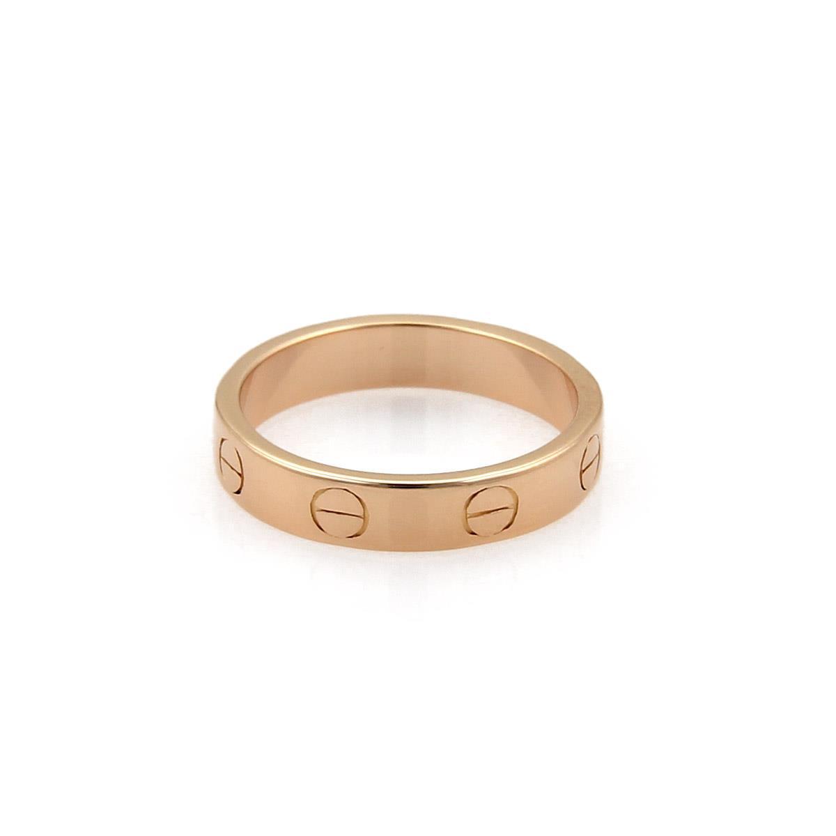 Cartier Mini Love 18k Rose Gold 3.5mm Band Ring Size 50-US