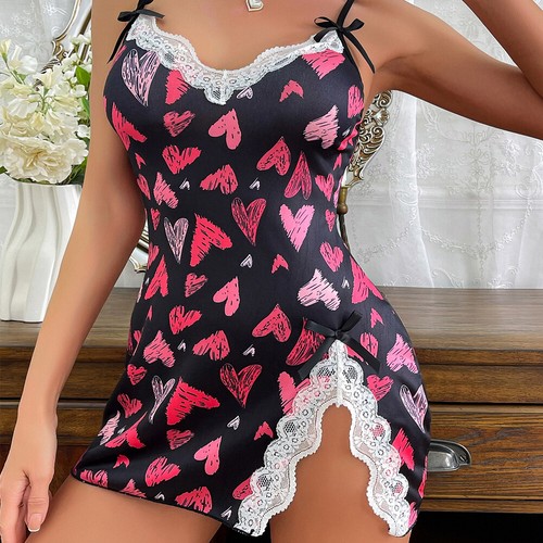 Mujeres Sexy Camisón Encaje Babydoll Chemises Cuello en V Prendas para dormir Vestido para dormir abertura - Imagen 29 de 49