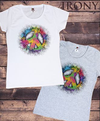 Colourful Sublimation SUB1305 Women/'s T-Shirt Peace CND Paintbrush