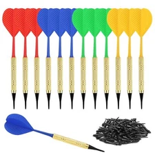 12 Pcs Soft Tip Darts Bar Dart Plastic Tip Darts Set Attach Extra 100 Black 2