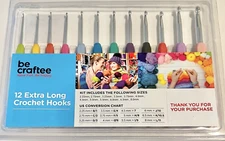 Be Craftee Crochet Hooks Kit 12 Extra Long Multiple Sizes Arts & Crafts Hobbies