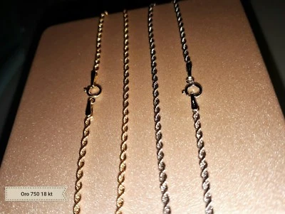 Bellissimo bracciale funetta corda UNISEX cm 18.3 in oro 750 18 kt Nuovi