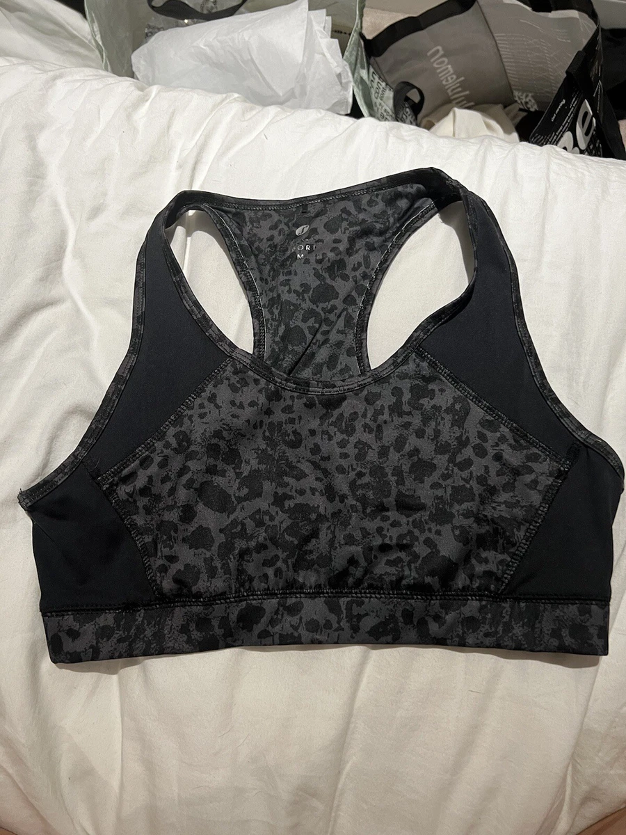 new look black grey leopard print sports bra medium