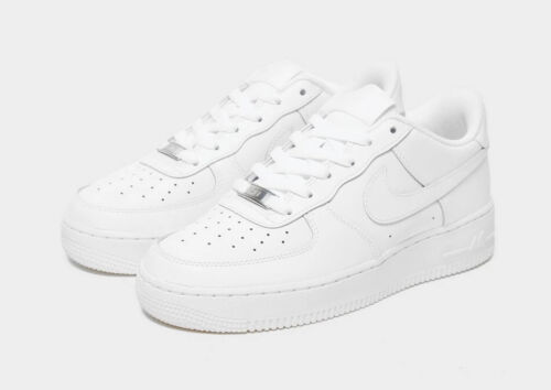 Nike Air Force 1 Kids Junior Shoes Trainers All Sizes Triple White 314192 117 - Picture 1 of 6