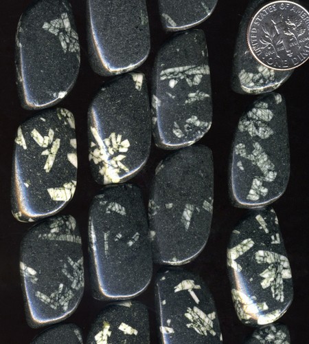 CHINESE WRITING STONE Focal Beads - chose Ovals. Rectangles, Twists 16" strand - Picture 12 of 23