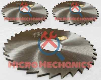 3x HSS Metal Slitting Saw Standard Teeth W Keyways Dia 4'' x Thick 5/64'' xBore 1''