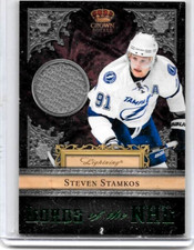 STEVEN STAMKOS 2011 PANINI CROWN ROYALE LORDS OF THE NHL GAME USED JERSEY