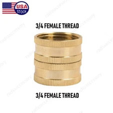 NEW Solid Brass Garden Hose Adapter Female To Female 3/4" Water Hose Connecter