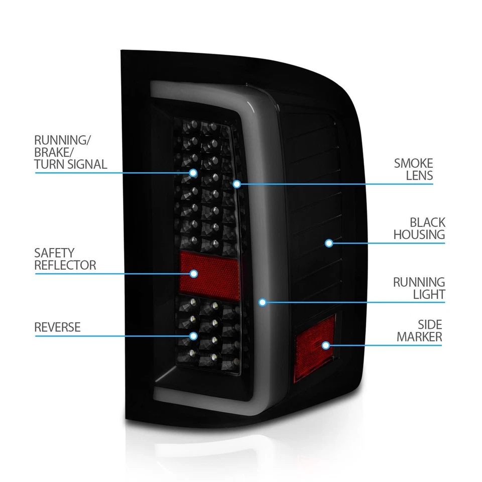 07 - 13 CHEVY SILVERADO LUCES TRASERAS LED LÁMPARAS NEGRAS 1500 Foto 3 de 4