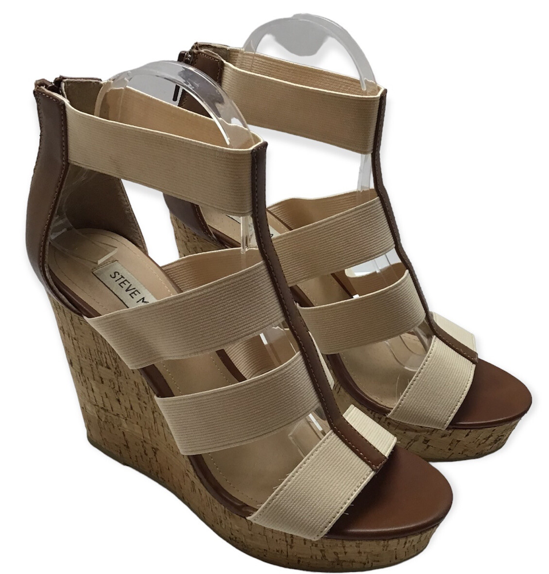 APL Steve Madden sandali donna taglia 8 5 Selinah sughero marrone 4 5” zeppa tacco plateau