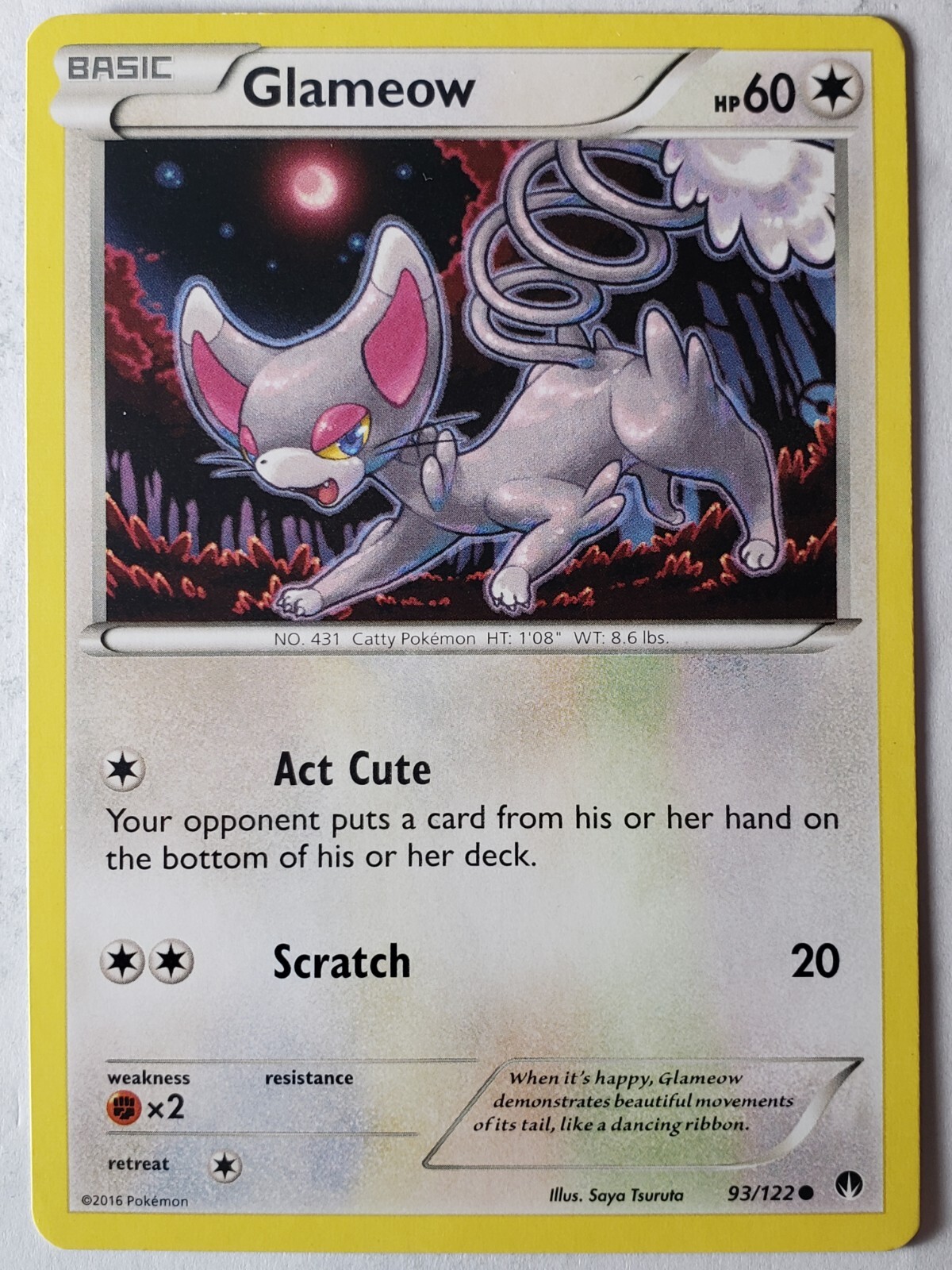 Glameow 93/122 VLP / NM - XY Breakpoint Pokemon Card $2 Combined Shipping