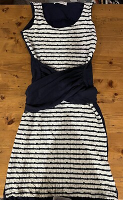 Kathleen van der Spek navy stripe pencil dress size Large