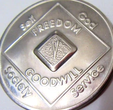 Narcotics Anonymous NA  5 Year Medallion Token Coin 1991 WSO Set Chip Clean