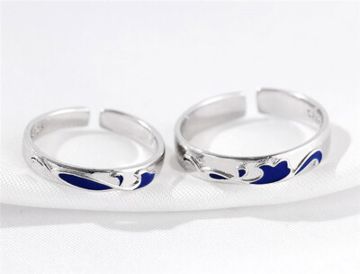 Blue Wave Ring 925 Silver Ring Adjustable Rings