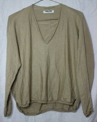 Max & Moi Women's Beige Wool Silk Lightweight Jumper Size 36 Used Condition