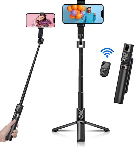 ASHINER Premium Selfie Stick Tripod with Remote - 100cm Portable and Adjustable - 第 1/7 張圖片