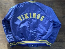 Vintage Chalk Line NFL Minnesota Vikings Satin Bomber Jacket Sz XL Purple USA