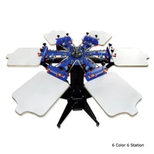Screen Printing 6 Color 6 Station Micro-registration Accurate Adjustable Press