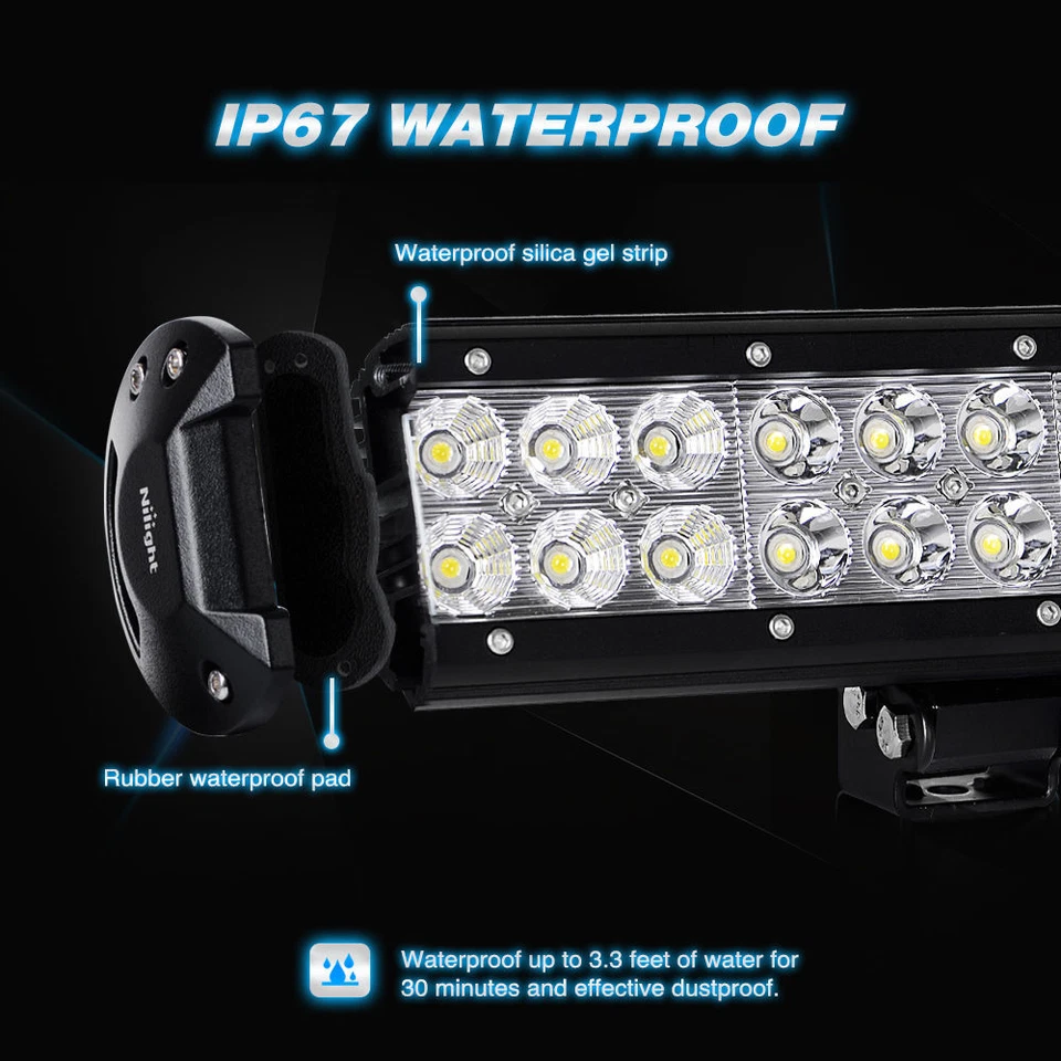 Barra de luz de trabalho Nilight 2 peças 20 polegadas 126W LED combo ponto inundação offroad ATV SUV 4X4 - Imagem 2 de 4