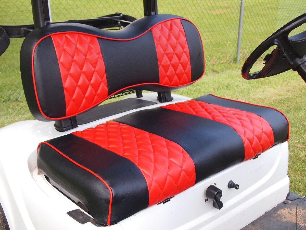 Front Golf Cart Seat Cover Red Diamond Stitch Fit Yamaha Drive G29