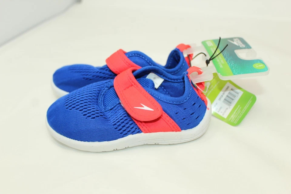 全新带标签 男孩 Shore Explore SPEEDO 儿童 5-6 码 蓝色 红色 一脚蹬 水鞋 — 第 2/4 张图片