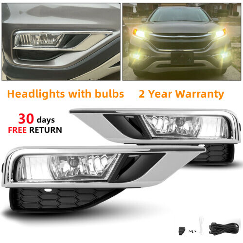 Front Bumper Fog Lights Lamps+Chrome Bezel Kit For 2015 2016 Honda CR-V CRV Pair - Bild 12 von 15