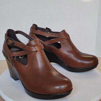 Dansko Franka Antique Cognac Brown Leather Strappy Comfort Wedge Bootie Sz EU 41