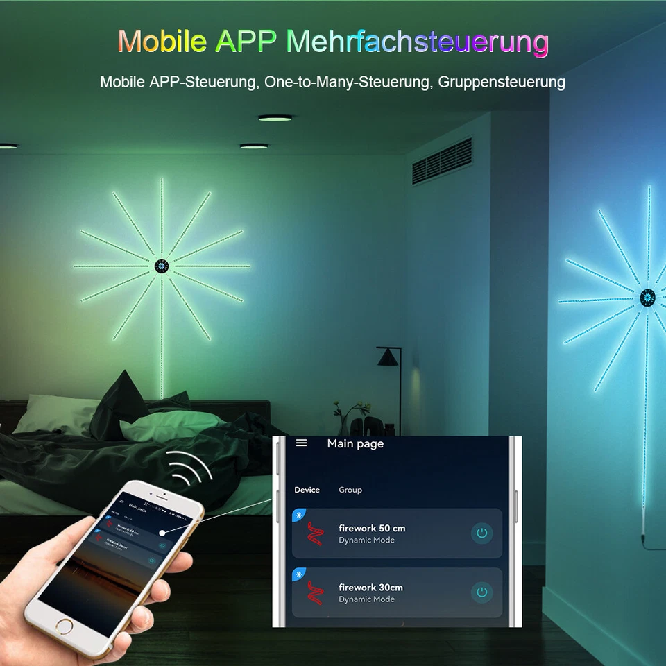 5V App Musik Sound Control USB RGB+IC Bluetooth Feuerwerks LED Strip Traumfarben - Bild 3 von 4