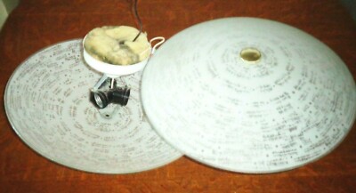 Set of 2 Vintage Geometric Fan Dot Saucer Fixtures 3 Bulb Progress Lighting Elec