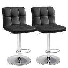 PU Leather Bar Stools Set of 2,Upholstered Counter Height Bar Stools,Comfortbale