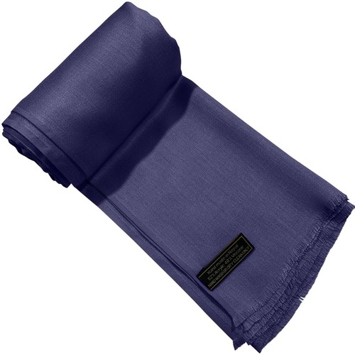 Midnight Blue Solid Color Design Nepalese Fringe Shawl Pashmina CJ Apparel *NEW* - Picture 6 of 12
