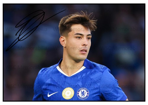12176. Aaron Anselmino Signed Pictures (A4 Prints) Chelsea Dortmund Boca etc.